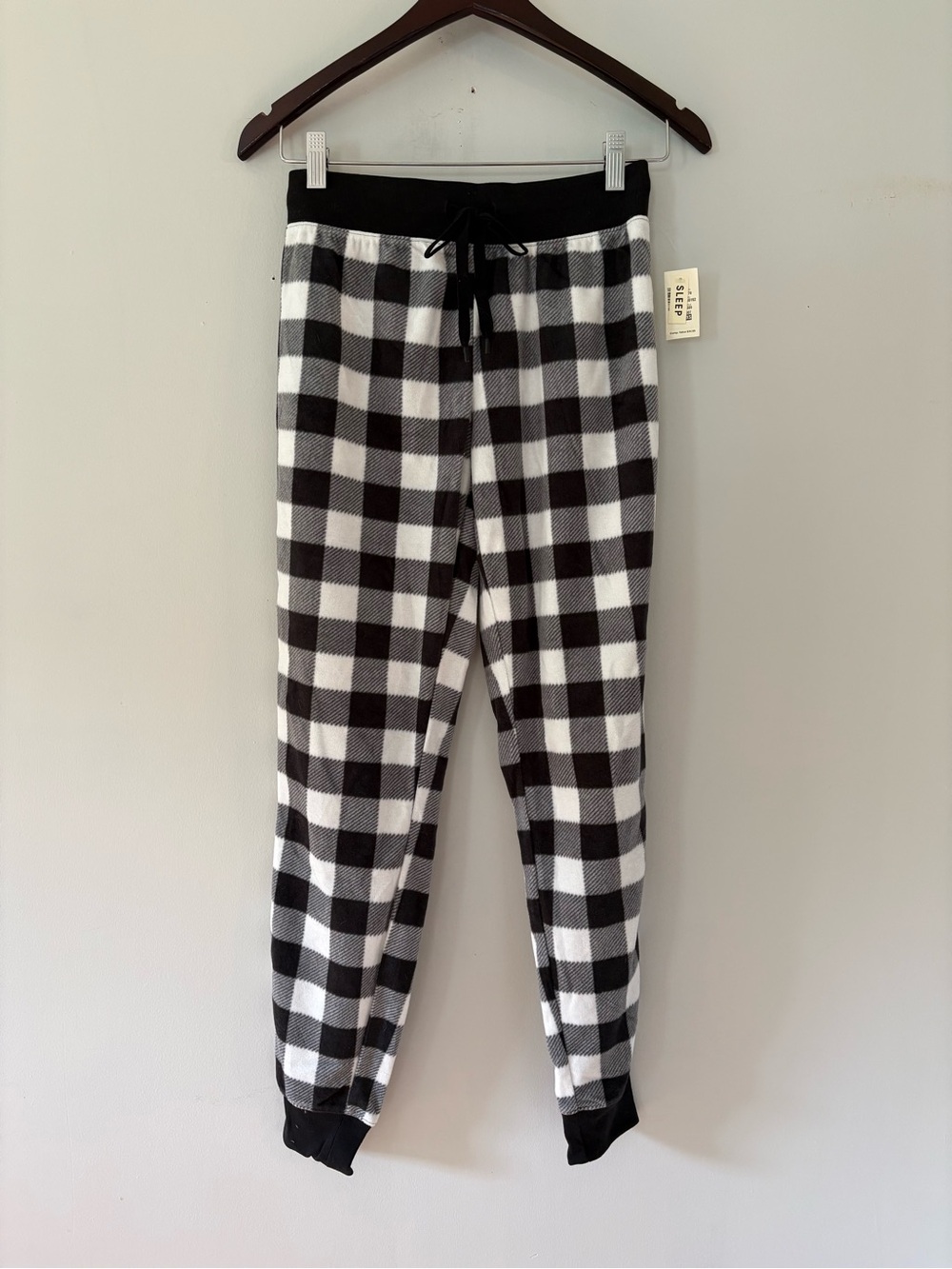 Aeropostale Gray Black Buffalo Plaid Polyfleece Sleep Joggers Sz XS Clean Girl - Picture 2 of 8